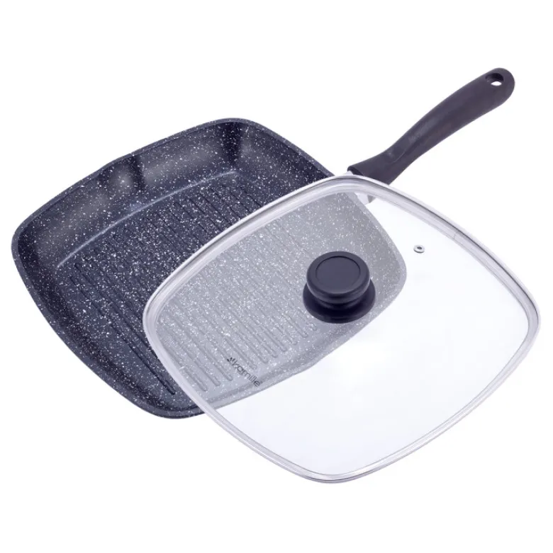 Patelnia grillowa kwadratowa z powłoką marmurowa 28 cm KM 4431 Kamille