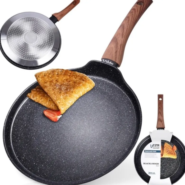 Patelnia płaska do naleśników 24 cm z nieprzywierającą powłoką granitową BLACK&WOOD Orion