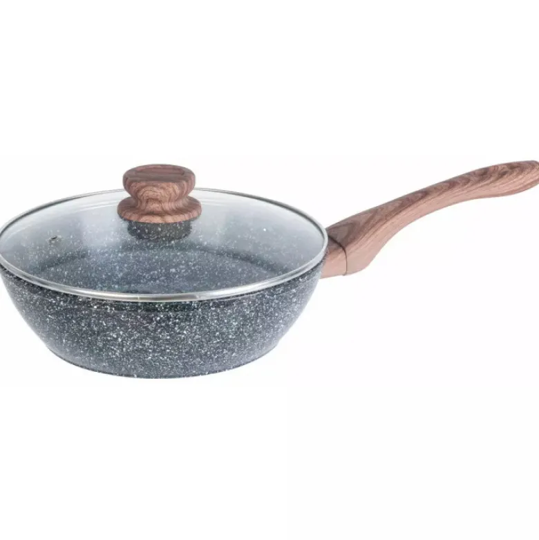 Patelnia z pokrywką, aluminium, szary marmurek, średnica 24 cm Kinghoff KH-1583
