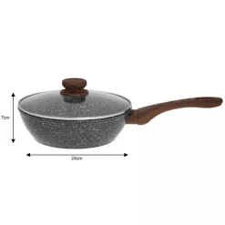 Patelnia z pokrywką, aluminium, szary marmurek, średnica 24 cm Kinghoff KH-1583