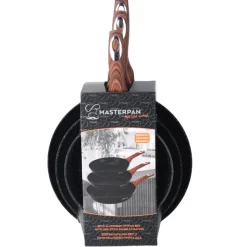 Patelnie aluminiowe z powłoką marmurkową 20/24/28 cm zestaw 3 sztuk czarne Masterpan MP 2382
