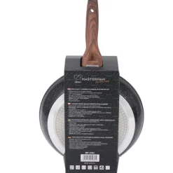 Patelnie aluminiowe z powłoką marmurkową 20/24/28 cm zestaw 3 sztuk czarne Masterpan MP 2382