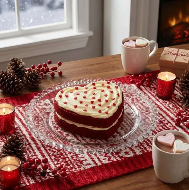 Patera 28 cm talerz szklany duży Altom Love serduszka na ciasto deser