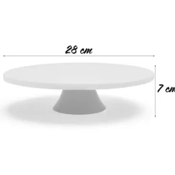 Patera porcelanowa 28 cm biała na ciasto i tort na nóżce Tragar