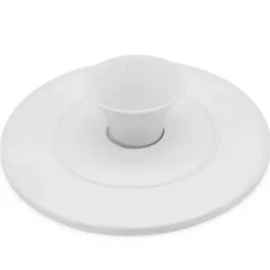 Patera porcelanowa 28 cm biała na ciasto i tort na nóżce Tragar
