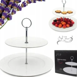 Patera porcelanowa dwupoziomowa biała Bella Fiore Alis Tragar 42397