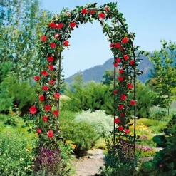 Pergola ogrodowa 145x235 cm metalowa w formie łuku na rośliny pnące Vilde