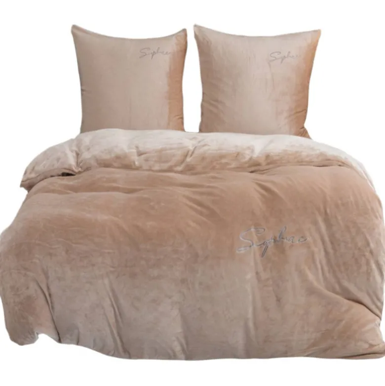 Pościel haftowana 160x200 mikrofibra "miś" Cotton World gruba 3 części 2877 beżowe