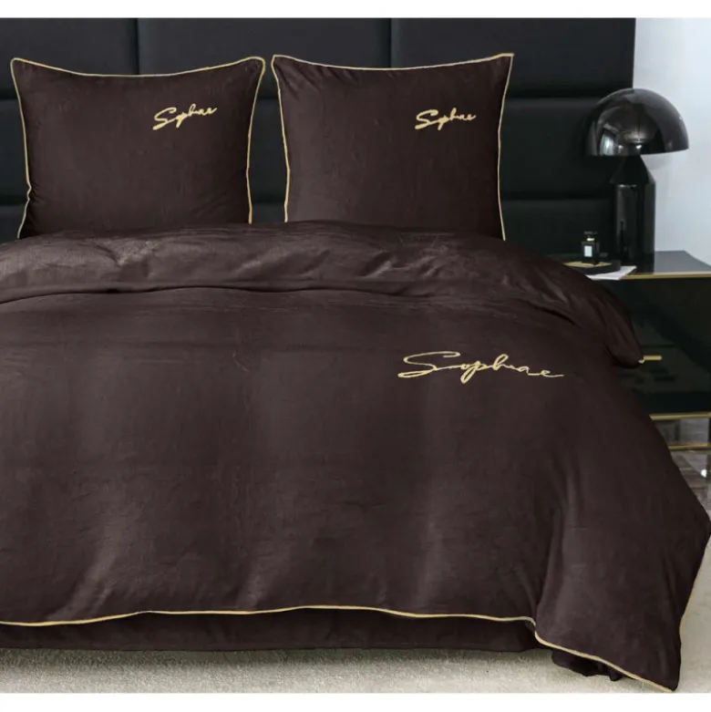 Pościel haftowana 200x220 mikrofibra "miś" Cotton World gruba 3 części 2880 brązowa