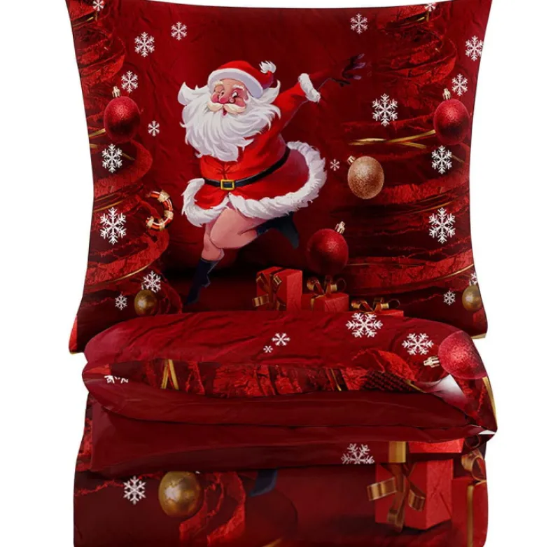 Pościel świąteczna 140x200 bawełna satynowa 3D Cotton World gruba 2 części 2391 mikołaj