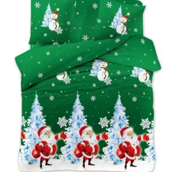 Pościel świąteczna 200x220 bawełna satynowa 3D Cotton World gruba 3 części 2416 mikołaj