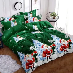 Pościel świąteczna 200x220 bawełna satynowa 3D Cotton World gruba 3 części 2416 mikołaj