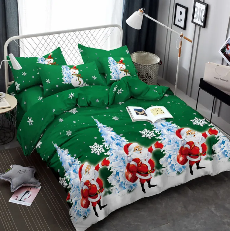 Pościel świąteczna 200x220 bawełna satynowa 3D Cotton World gruba 3 części 2416 mikołaj