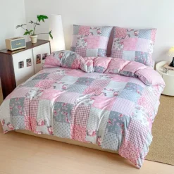 Pościel 200x220 bawełna satynowa dwustronna GierekHoff gruba 3 części GH 3151 Różana nostalgia