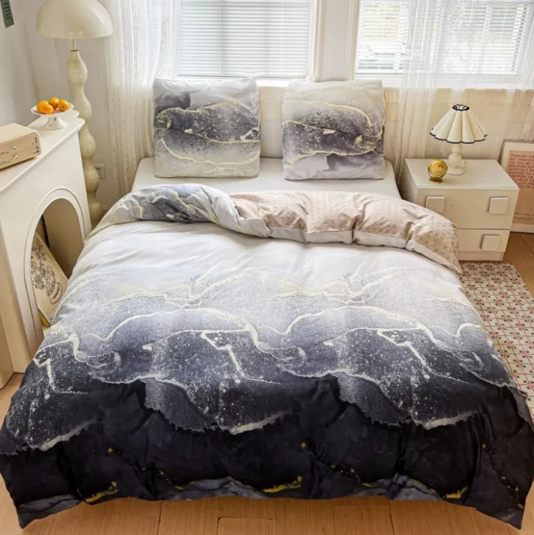 Pościel 200x220 bawełna satynowa dwustronna GierekHoff gruba 3 części GH 3109 marmur