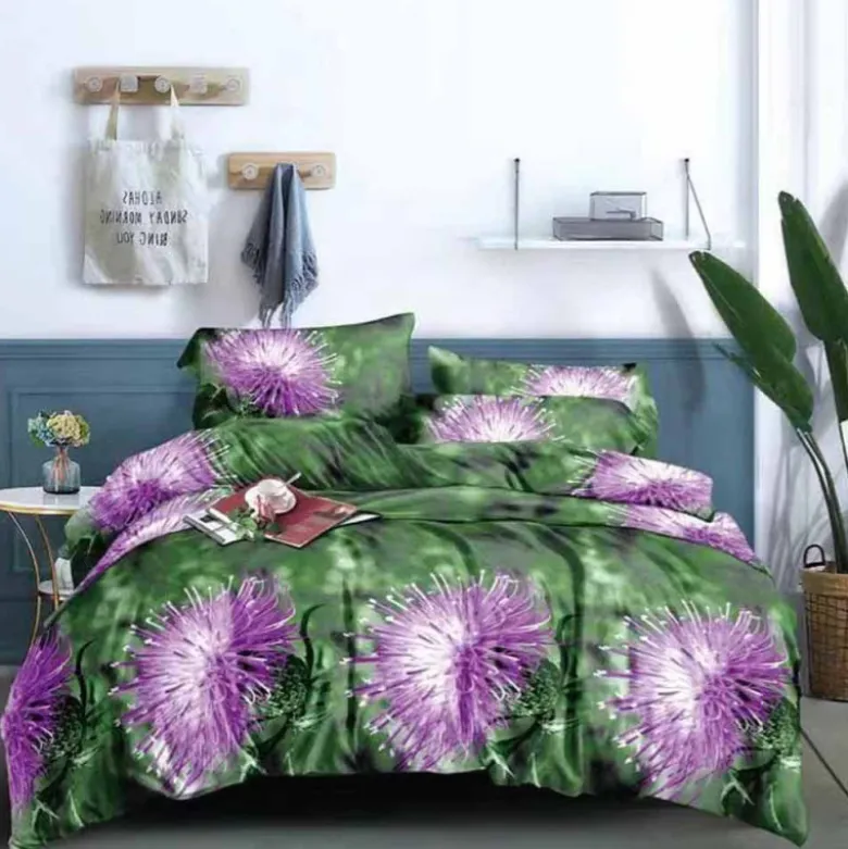 Pościel 160x200 bawełna satynowa dwustronna Fashion Home 3 części FBA 05 łąka