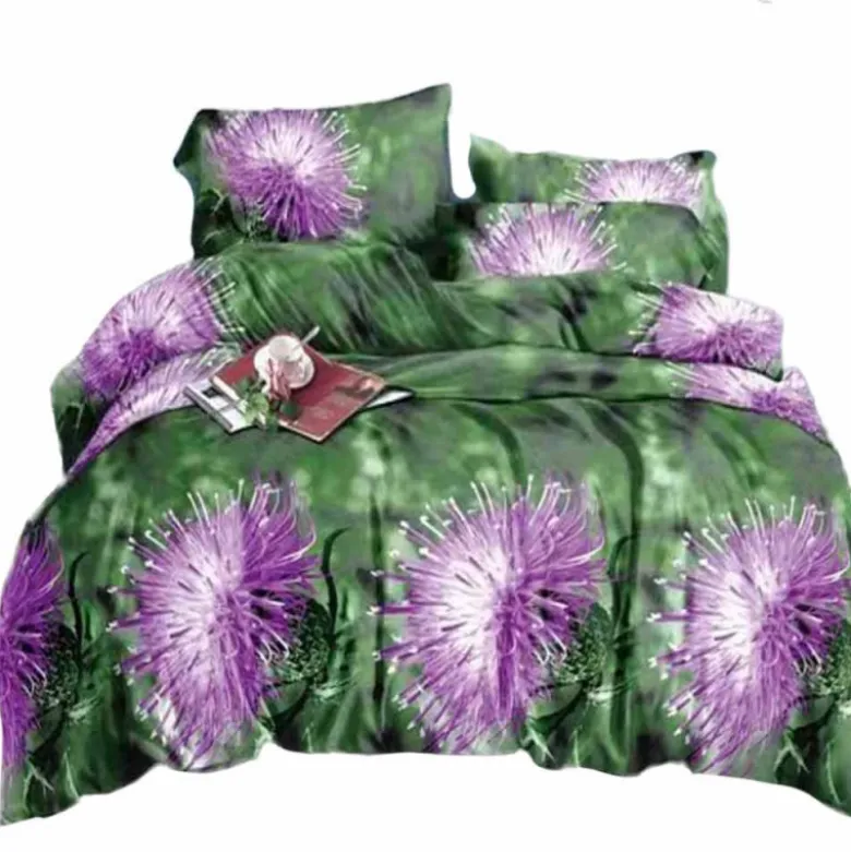 Pościel 160x200 bawełna satynowa dwustronna Fashion Home 3 części FBA 05 łąka