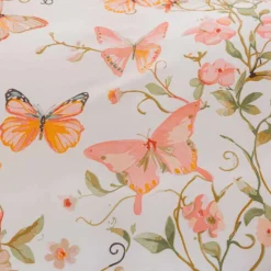 Pościel 160x200 bawełna satynowa dwustronna Cotton World gruba 3 części AML 3053 pomarańczowe motyle