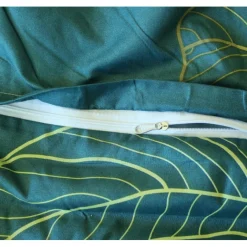 Pościel 160x200 bawełna satynowa dwustronna 3D GierekHoff gruba 3 części GH 3001 złote liście na zielonym tle
