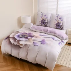 Pościel 140x200 bawełna satynowa wzór 5D dwustronna GierekHoff gruba 2 części GH 3124 Aksamitna Malwa