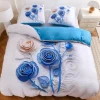 Pościel 200x220 bawełna satynowa wzór 5D dwustronna GierekHoff gruba 3 części GH 3130 Błękitny Quilling