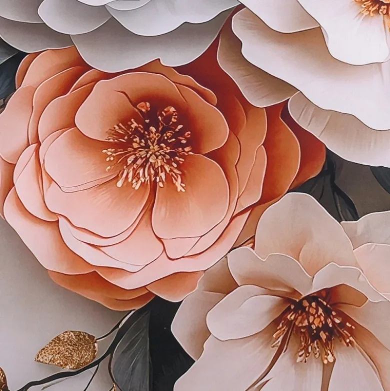 Pościel 140x200 bawełna satynowa wzór 5D dwustronna GierekHoff gruba 2 części GH 3120 pudrowe kwiaty