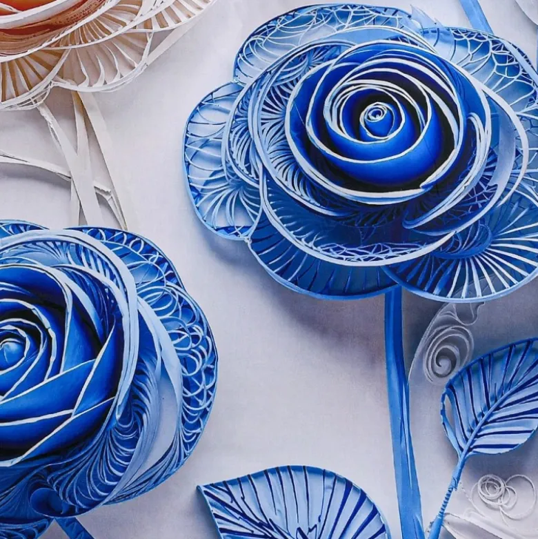 Pościel 160x200 bawełna satynowa wzór 5D dwustronna GierekHoff gruba 3 części GH 3130 Błękitny Quilling