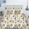 Pościel 200x220 flanelowa bawełna Cotton World gruba 3 części dwustronna AB01 kwiatki