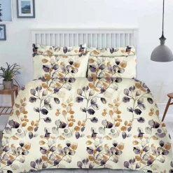 Pościel 200x220 flanelowa bawełna Cotton World gruba 3 części dwustronna AB01 kwiatki