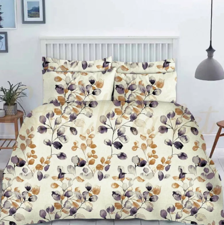 Pościel 200x220 flanelowa bawełna Cotton World gruba 3 części dwustronna AB01 kwiatki