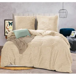 Pościel 160x200 mikrofibra "miś" Cotton World gruba 3 części 2581 beżowy