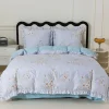 Pościel z falbanką 220x200 mikrofibra Cotton World 3 części niebieska w kwiaty 2905