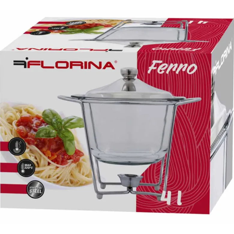 Podgrzewacz do potraw 26x22.5 cm naczynie żaroodporne 4 L szklana waza Ferro Florina