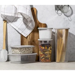 Pojemnik do żywności prostokątny 2300 ml przezroczysty z szczelną szarą pokrywką Florina Foodie