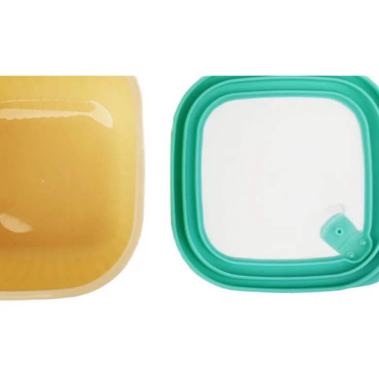 Pojemniki kwadratowe lunchbox MG Home Misto zestaw 4 sztuk hermetyczne 3600/2400/1400/750 ml kremowe