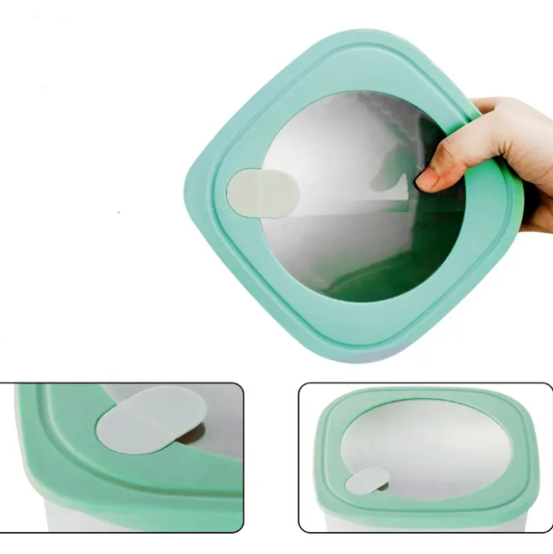 Pojemniki kwadratowe lunchbox MG Home Misto zestaw 4 sztuk hermetyczne 3600/2400/1400/750 ml kremowe