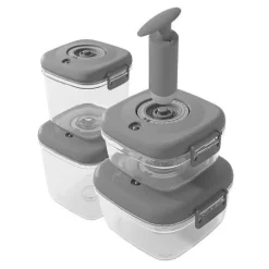 Pojemniki próżniowe na żywność MG Home Clever 650/1350/2500 ml w zestawie z pompką szare