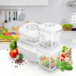 Pojemniki próżniowe na żywność MG Home Clever 650/1350/2500 ml w zestawie z pompką białe