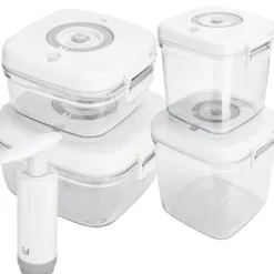 Pojemniki próżniowe na żywność MG Home Clever 650/1350/2500 ml w zestawie z pompką białe