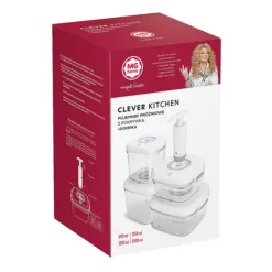 Pojemniki próżniowe na żywność MG Home Clever 650/1350/2500 ml w zestawie z pompką białe