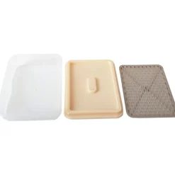 Pojemniki prostokątne lunchbox MG Home Misto z podkładką zestaw 3 sztuki hermetyczne 4400/2200/1000 ml brzoskwiniowe