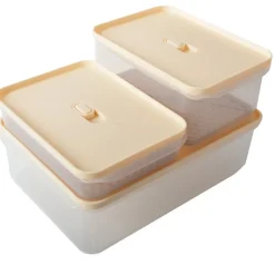 Pojemniki prostokątne lunchbox MG Home Misto z podkładką zestaw 3 sztuki hermetyczne 4400/2200/1000 ml brzoskwiniowe