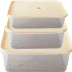 Pojemniki prostokątne lunchbox MG Home Misto z podkładką zestaw 3 sztuki hermetyczne 4400/2200/1000 ml brzoskwiniowe