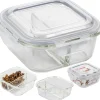 Pojemniki szklane dzielone dwukomorowe Florina Frigo 750 ml zestaw 3 sztuki kwadratowe lunchbox hermetyczne
