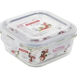 Pojemniki szklane dzielone dwukomorowe Florina Frigo 750 ml zestaw 3 sztuki kwadratowe lunchbox hermetyczne