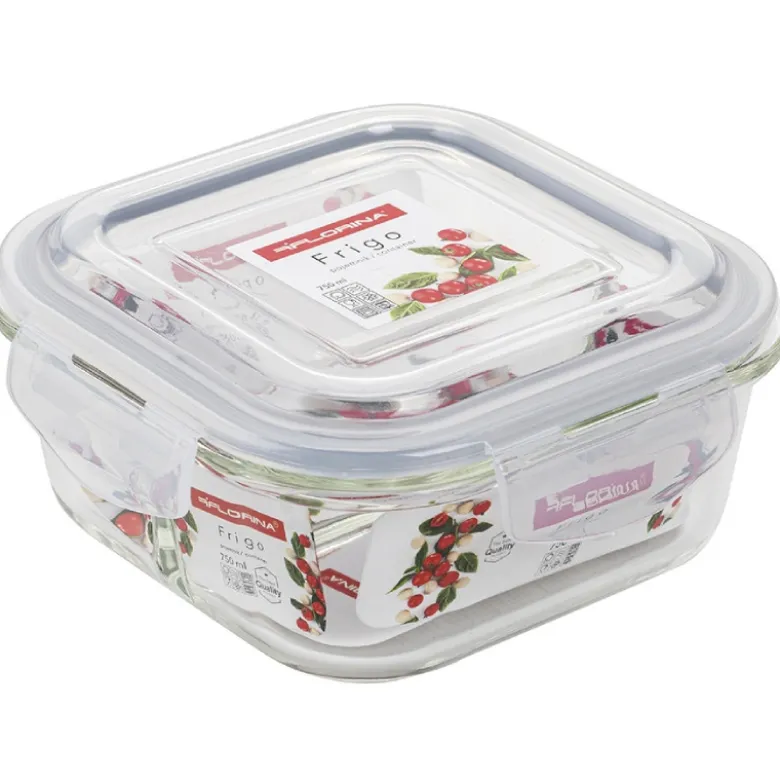 Pojemniki szklane dzielone dwukomorowe Florina Frigo 750 ml zestaw 3 sztuki kwadratowe lunchbox hermetyczne