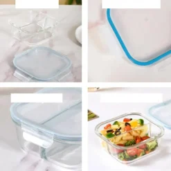 Pojemniki szklane dzielone dwukomorowe Florina Frigo 750 ml zestaw 3 sztuki kwadratowe lunchbox hermetyczne
