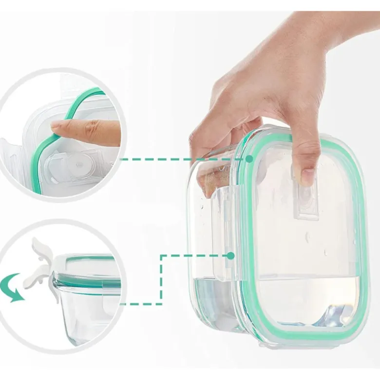 Pojemniki szklane kwadratowe lunchbox GierekHoff Corio GH 1102 zestaw 3 sztuki żaroodporne hermetyczne 1200/800/320 ml