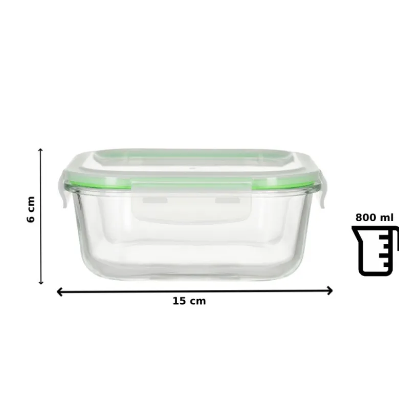 Pojemniki szklane kwadratowe lunchbox GierekHoff Corio GH 1102 zestaw 3 sztuki żaroodporne hermetyczne 1200/800/320 ml