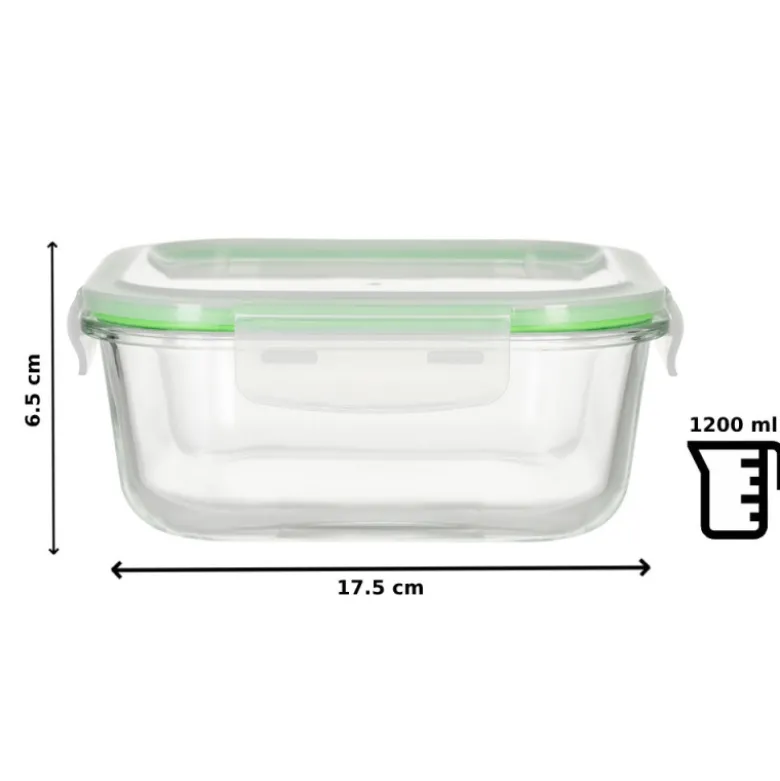 Pojemniki szklane kwadratowe lunchbox GierekHoff Corio GH 1102 zestaw 3 sztuki żaroodporne hermetyczne 1200/800/320 ml